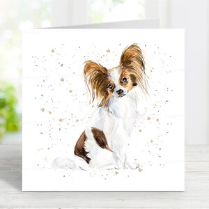 Cartão Papillon, lindo cartão de felicitações para cães para qualquer ocasião, aniversário, obrigado, melhoras, simpatia, perda de animal de estimação, 6" x 6"