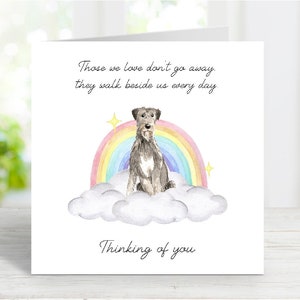 Tarjeta de condolencias para un perro lobo irlandés - Tarjeta "Pensando en ti" - Frase sentimental sobre la pérdida de un perro - Tarjeta "Puente Arcoíris" - 15 x 15 cm