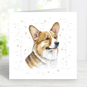 Corgis Karte, schöner Hund Grußkarte für jeden Anlass - Geburtstag, Danke, Gute Besserung, Sympathie, Verlust des Haustieres, 15,5 x 15 cm (No2)