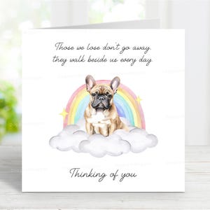 Franse Bulldog Sympathy Card - kaart hond Thinking of You - citaat sentimenteel verlies hond - Rainbow Bridge Dog Card - 6 x 6 inch