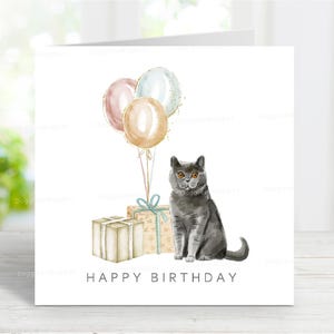 Carte d'anniversaire British Shorthair Blue Cat, carte de voeux amusante pour les amoureux des chats, 6 x 6 po