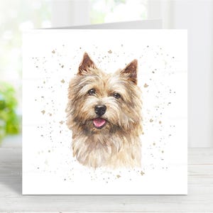 Carte de terrier de Norwich, carte de voeux pour toute occasion, anniversaire, merci, rétablissement, sympathie, perte d'un animal de compagnie, 6 x 6 po