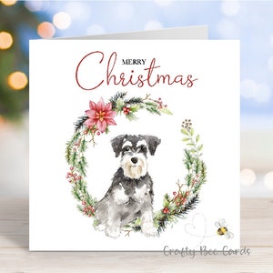 Carte de Noël pour chien schnauzer nain, carte de voeux « Joyeux Noël », chien, 6 x 6 po