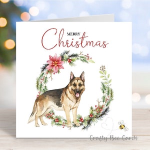 Carte de Noël pour chien de berger allemand, carte de voeux pour chien « Joyeux Noël », 15 x 15 cm