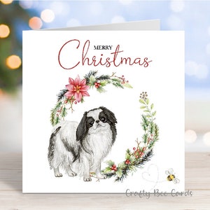 Carte de Noël japonaise menton, carte de voeux « Joyeux Noël », chien pour la fête, 6 x 6 po