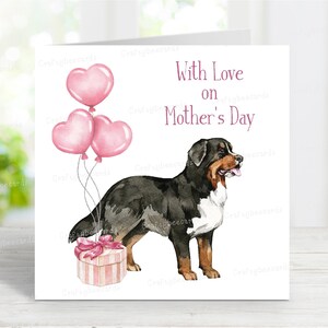 Berner Sennenhund Muttertagskarte, süße Mama Grußkarte, 15,5 x 15 cm, innen leer