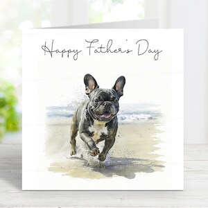 Vaderdagkaart Franse bulldog, Happy Father's Day Frenchie-wenskaart, 6 x 6 inch