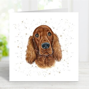 Carte de setter irlandais, jolie carte de voeux de chien pour toute occasion, anniversaire, merci, rétablissement, sympathie, perte d'un animal de compagnie, 6 x 6 po.