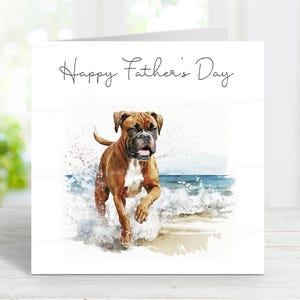 Boxer Vaderdagkaart, Happy Father's Day hondenwenskaart, 6 x 6 inch