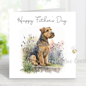 Vaderdagkaart Welsh Terrier, Happy Father's Day hondenwenskaart, 6 x 6 inch