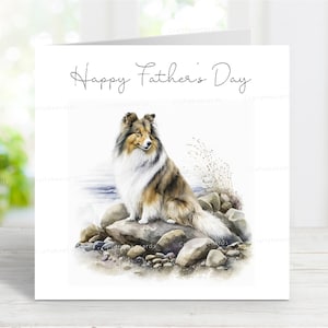 Shetland Sheepdog (Sheltie) Vatertagskarte, glückliche Vatertagsgrußkarte, 6 "x 6"