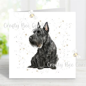 Carte de voeux pour chien terrier écossais, vierge pour toute occasion, anniversaire, merci, rétablissement, sympathie, perte d'un animal de compagnie, nouveau chiot, 6 x 6 po