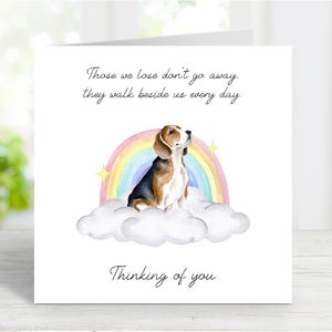 Beagle Sympathy Card - kaart hond Thinking of You - citaat sentimenteel verlies hond - Rainbow Bridge Dog Card - 6 x 6 inch
