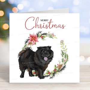 Carte de Noël Chow Chow (noir), carte de voeux de fête « Joyeux Noël », chien, 15 x 15 cm
