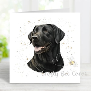 Labrador Retriever (Schwarz) Karte, Hund Grußkarte für jeden Anlass, Geburtstag, Danke, gute Besserung, Sympathie, Haustier Verlust, 6 "x6"