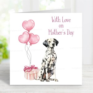 Biglietto di auguri per la festa della mamma dalmata, divertente biglietto di auguri per cani, 6" x 6", vuoto all'interno