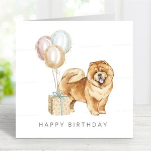 Carte d'anniversaire Chow Chow, jolie carte de voeux de joyeux anniversaire pour chien, 6 x 6 po, vierge à l'intérieur