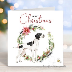 Carte de Noël pointeur (noir/foie/orange), carte de voeux de fête « Joyeux Noël » chien, 6 x 6 po