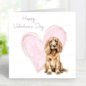 Cocker Spaniel (dourado) Cartão de Dia dos Namorados, Cartão de Saudações de Cachorro Fofo, 6" x 6"