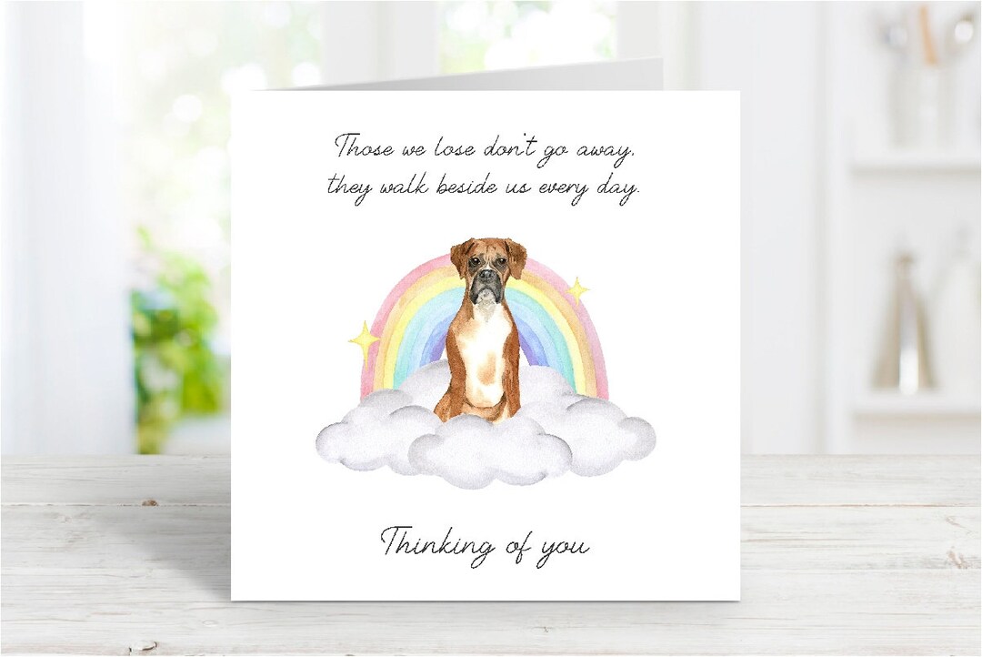 Boxer Sympathy Card Dog Thinking of You Card Sentimental Dog Loss Quote Rainbow Bridge Dog Card