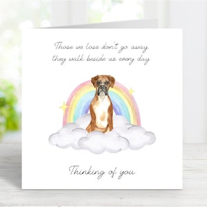 Biglietto di condoglianze per Boxer - Biglietto con il cane che pensa a te - Citazione sentimentale sulla perdita del cane - Biglietto con il cane Rainbow Bridge - 6" x 6"