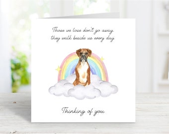 Biglietto di condoglianze per Boxer - Biglietto con cane che pensa a te - Citazione sentimentale sulla perdita di un cane - Biglietto per cani Rainbow Bridge - 6" x 6"