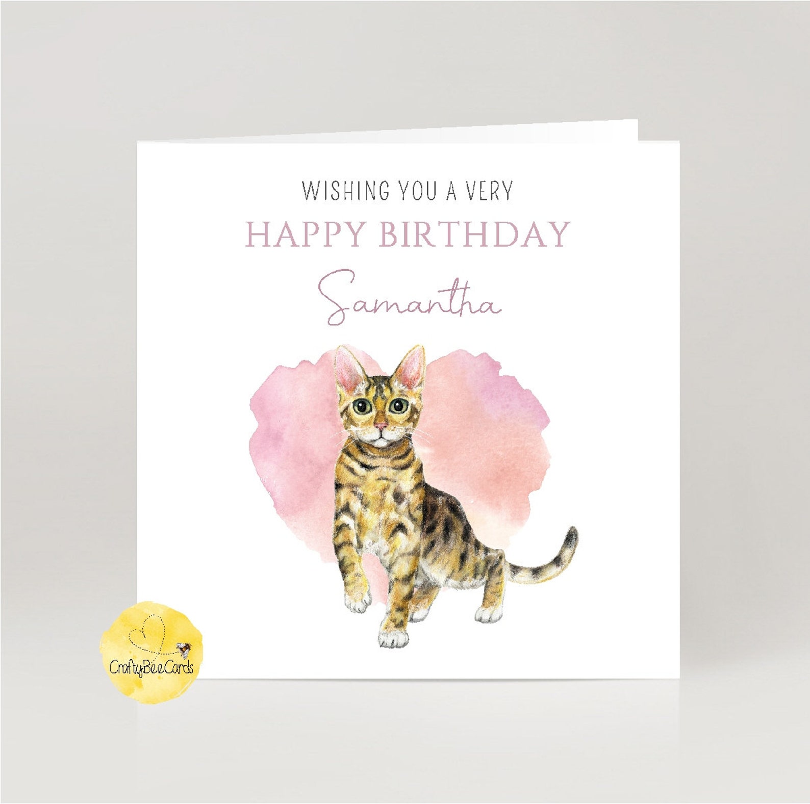 Personalised Bengal Cat Birthday Card Lovely Happy Birthday | Etsy