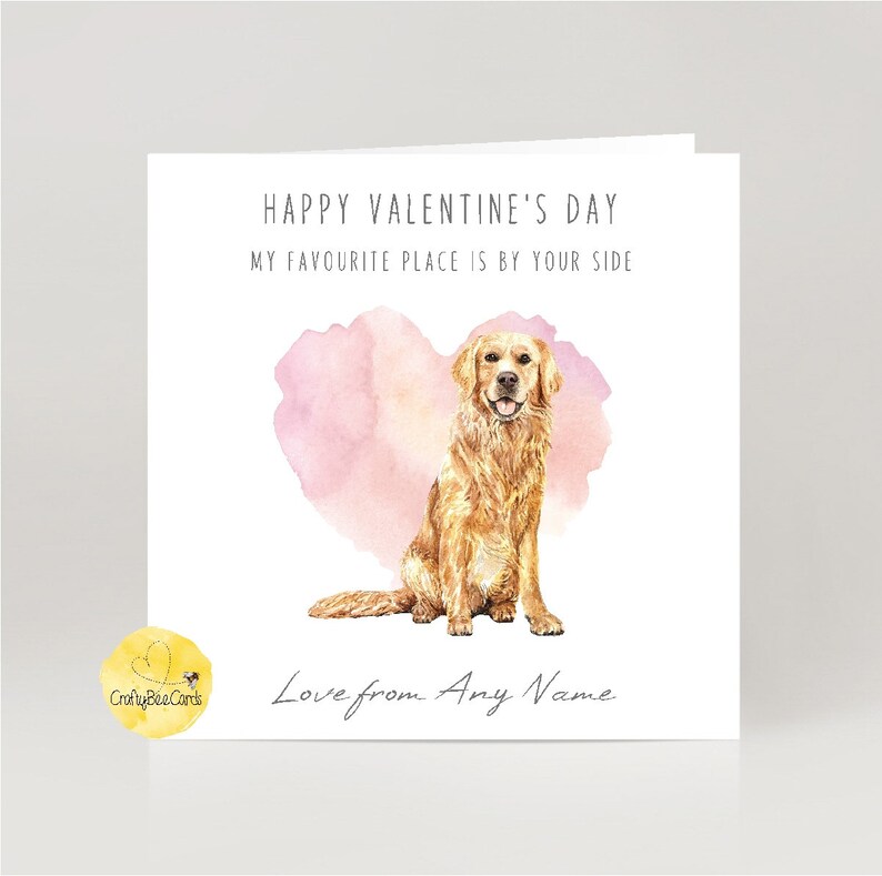 Personalised Golden Retriever Valentine's Day Card From | Etsy