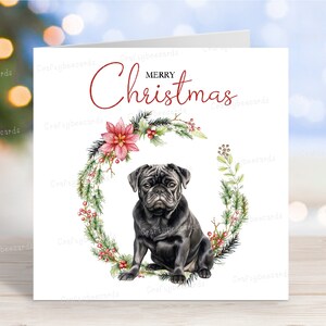 Carte de Noël Carlin (noir), carte de voeux « Joyeux Noël », chien pour la fête, 6 x 6 po