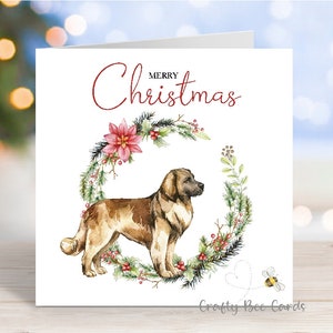 Carte de Noël Léonberg, carte de voeux de fête « Joyeux Noël », chien, 6 x 6 po