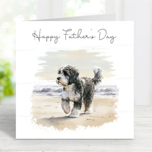Vaderdagkaart Tibetaanse terriër, Happy Father's Day-wenskaart hond, 6 x 6 inch
