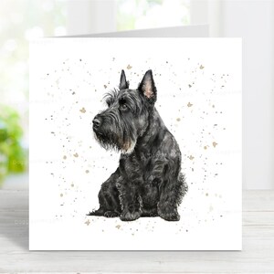 Tarjeta de felicitación de Scottish Terrier, en blanco para cualquier ocasión: cumpleaños, agradecimiento, recuperación, condolencias, pérdida de mascota, cachorro recién nacido, 15 x 15 cm