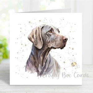 Tarjeta de Weimaraner, hermosa tarjeta de felicitación para cualquier ocasión, cumpleaños, agradecimiento, recuperación, condolencias, pérdida de mascota, 6" x 6"