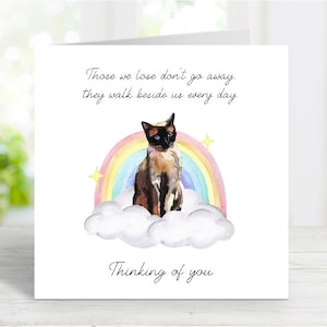 Tarjeta de condolencias para gatos birmanos - Tarjeta "Un gato piensa en ti" - Tarjeta sentimental por la pérdida de un gato - 15 x 15 cm