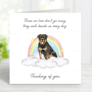 Rottweiler Beileidkarte - Hund denkt an Sie Karte - Sentimentaler Hundeverlust Zitat - Rainbow Bridge Hundekarte - 6 "x 6"