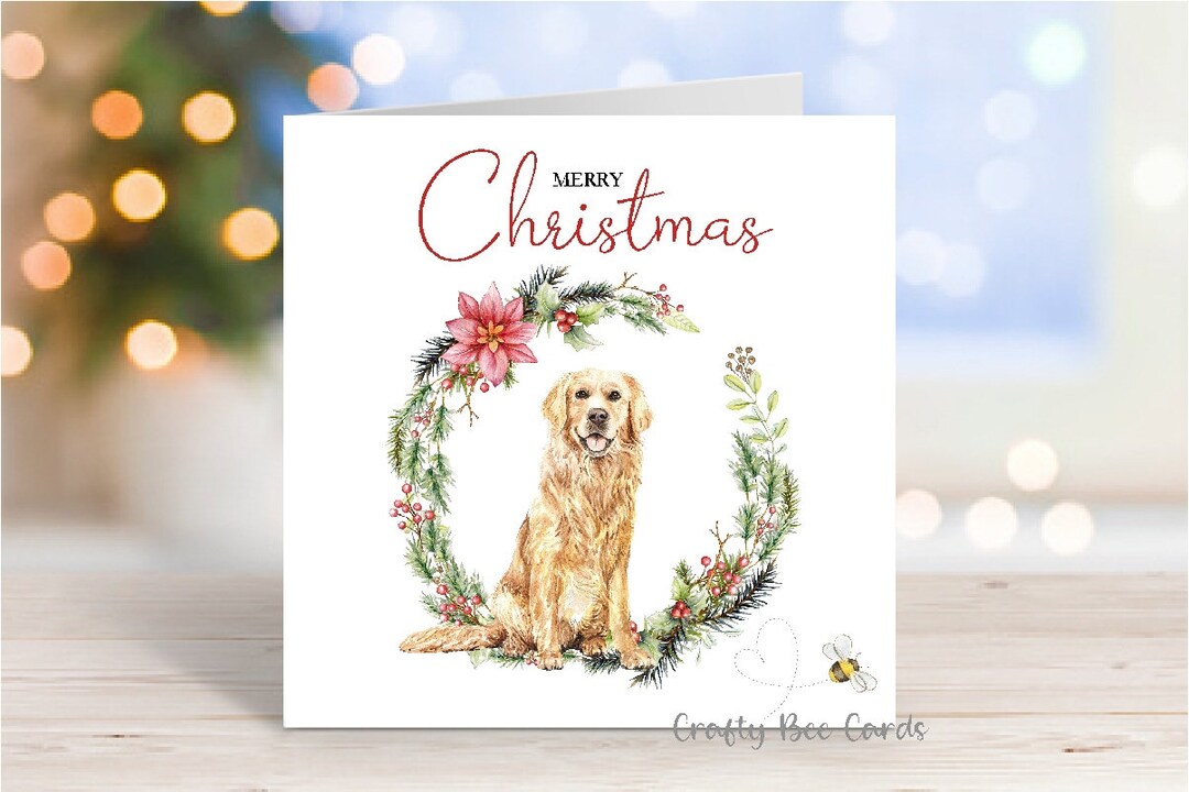 Golden Retriever Christmas Card 'merry Christmas' - Etsy UK