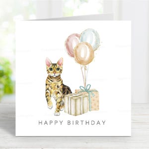 Carte d'anniversaire de chat du Bengale, carte de voeux amusante pour les amoureux des chats, 6 x 6 po