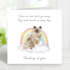 Tarjeta de condolencias para gatos Ragdoll - Tarjeta "Gato pensando en ti" - Tarjeta sentimental por la pérdida de un gato - 15 x 15 cm