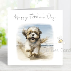 Lhasa Apso-vaderdagkaart, Happy Father's Day-wenskaart, 6 x 6 inch