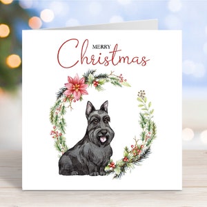 Carte de Noël pour le terrier écossais, carte de voeux « Joyeux Noël », chien pour la fête, 6 x 6 po
