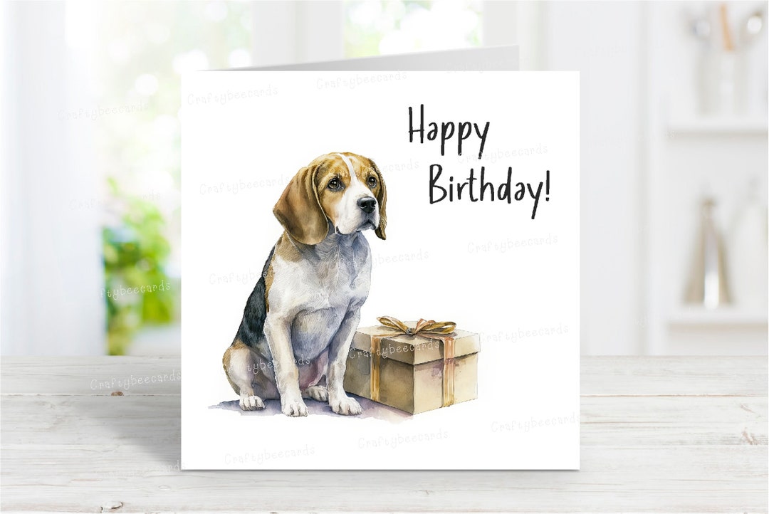 Beagle Birthday Card Cute Dog Greeting Card 6 X - Etsy