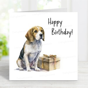 Beagle Geburtstagskarte, süße Hund Grußkarte, 15,5 x 15 cm, innen leer