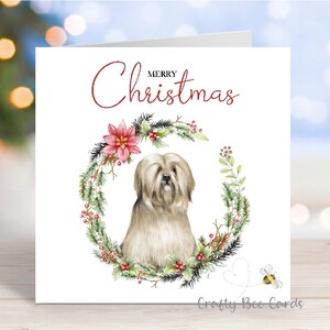 Carte de Noël Lhassa Apso, carte de voeux « Joyeux Noël », chien pour la fête, 6 x 6 po