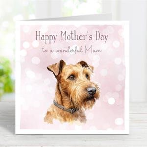 Irische Terrier-Muttertagskarte, glückliche Muttertagskarte, für eine wundervolle Mutter, Hundemutter, vom Hund, 6 "x 6", innen leer