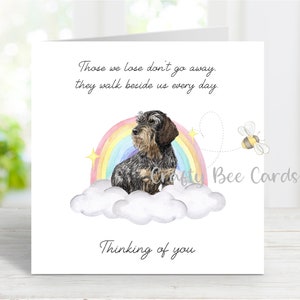 Biglietto di condoglianze per bassotto (a pelo duro) - Ti penso, citazione sentimentale sulla perdita del cane, biglietto Rainbow Bridge, 6" x 6"