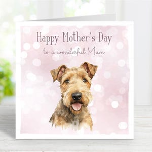 Lakelandterriër Moederdagkaart, Happy Mother's Day Card, to A Wonderful Mum, hondenmoeder, van de hond, 6 x 6 inch, blanco binnenkant