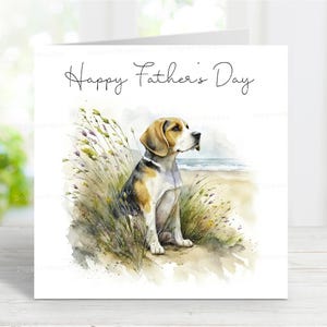 Biglietto di auguri per la festa del papà Beagle, biglietto di auguri per la festa del papà con cane, 6" x 6"