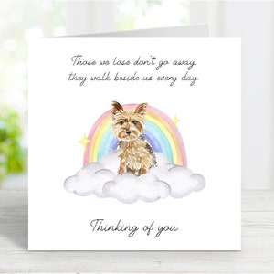 Yorkshire Terrier Beileid Karte - Denken an Sie Sentimentaler Hundeverlust Zitat - Regenbogen Brücke Yorkie Karte - 6 "x 6"