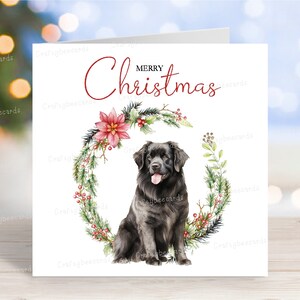 Carte de Noël Terre-Neuve, carte de voeux « Joyeux Noël », chien festif, 6 x 6 po
