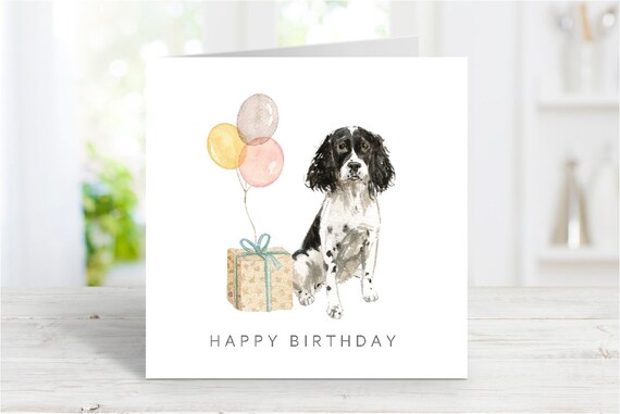 Buy English Springer Spaniel Birthday Card black White Dog